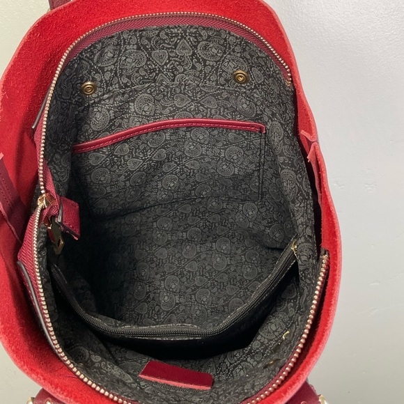 Burgundy Leather Bucket Bag with Adjustable Straps & Removable Lining EUC - Picture 6 of 11